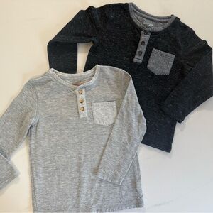 Cat & Jack Long Sleeve Henley Shirts - Light Gray and Dark Gray